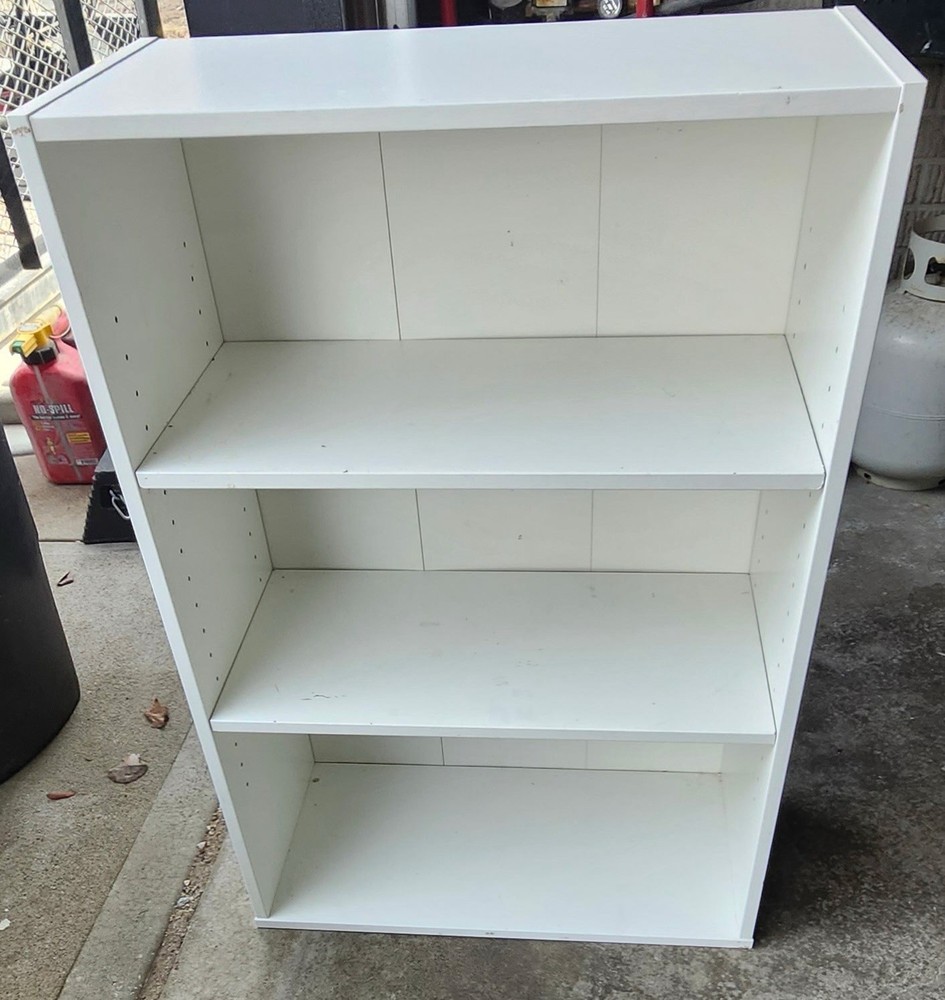 White 3-Shelf Freestanding Wood Composite Bookcase, Contemporary Style