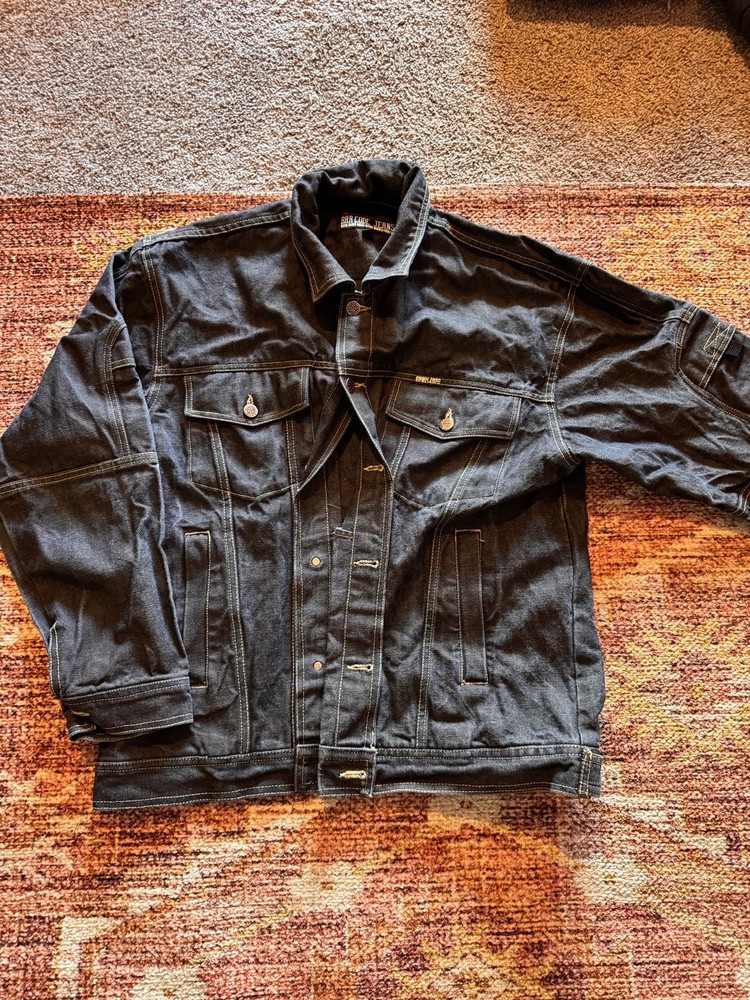 Barcode Jean Jacket Black Y2K Baggy Mens XL Utility