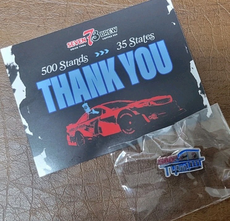 7 Brew 500th Stand Pin W/ Thank You Card Limited Special 35 States