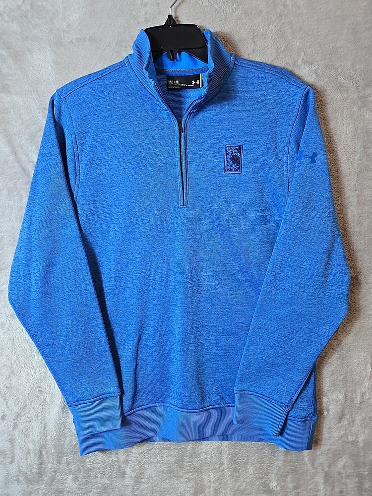 Under Armour Golf Sweater Cold Gear Mens Medium Heathered Blue Quarter Zip