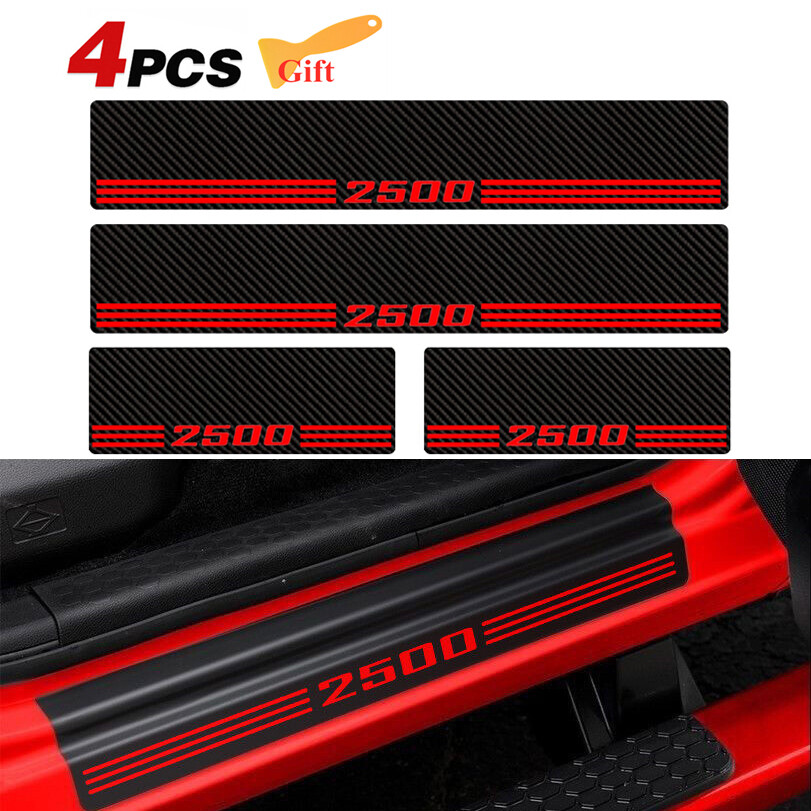 4 Carbon Fiber Door Sill Protectors for Chevy Silverado 2500 Cab