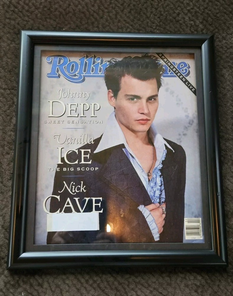 Johnny Depp Framed wall hanging full Rolling Stone Magazine #595 Jan. 1991