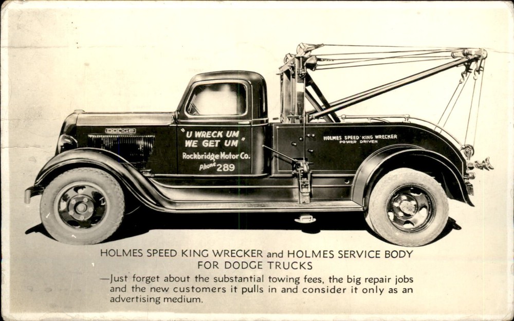 Lexington? VA Rockbridge Motor Co Dodge Tow Truck Real Photo Vintage Postcard