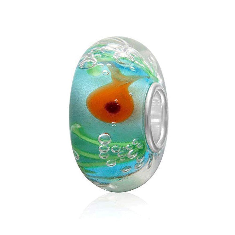 Little Fish Charm 925 Sterling Silver Lampwork Murano Glass Beads Jewelry
