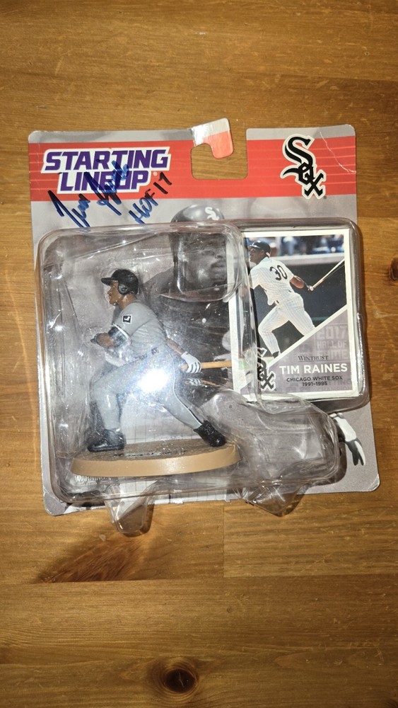 Chicago White Sox Tim Raines Signed Bobblehead And Baseball Card