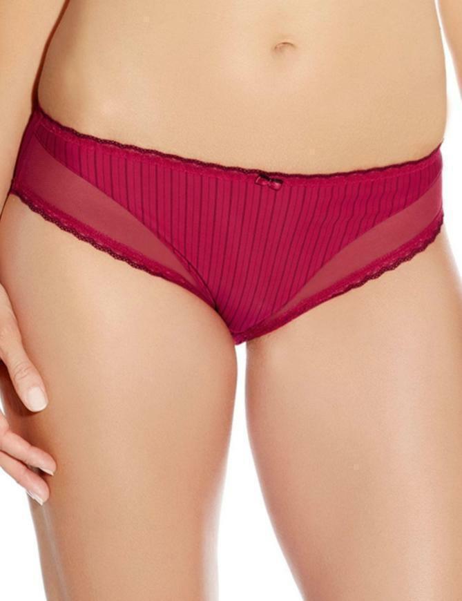 Fantasie Lois Thong Size S 10 12 Red Black Stripe Lace Knickers Underwear 2977
