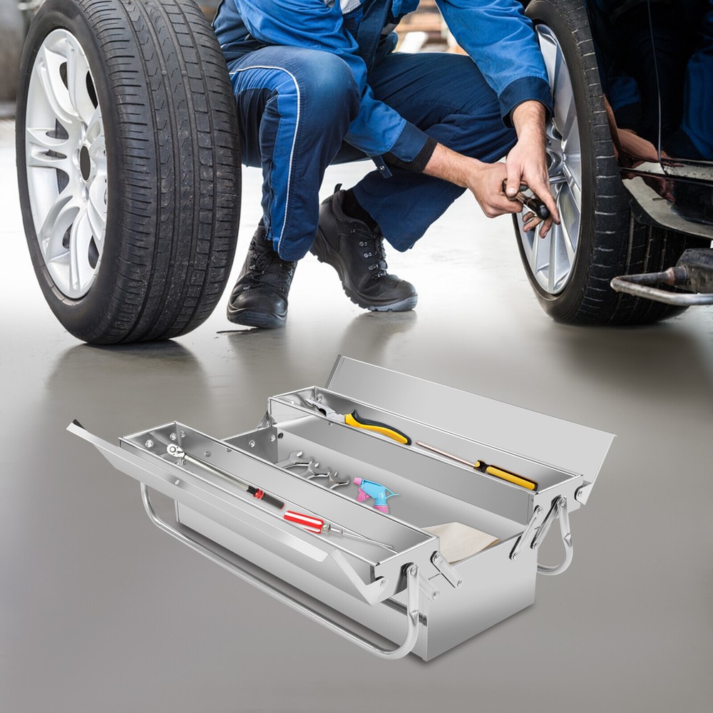 2-Layer Folding Multi-Function Tool Storage Box Organizer