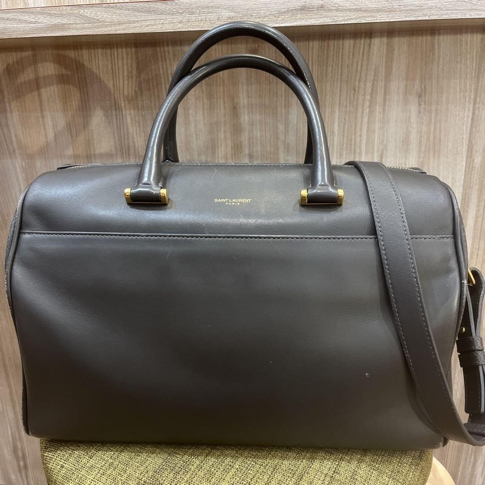 YSL Authentic Gray Leather Shoulder Bag F06221987