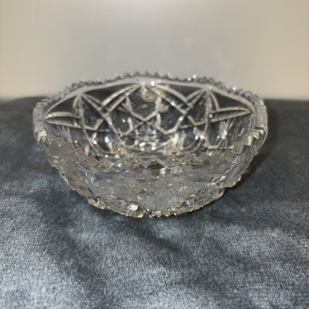 Vintage American Brilliant Cut Glass Candy Dish 4.5