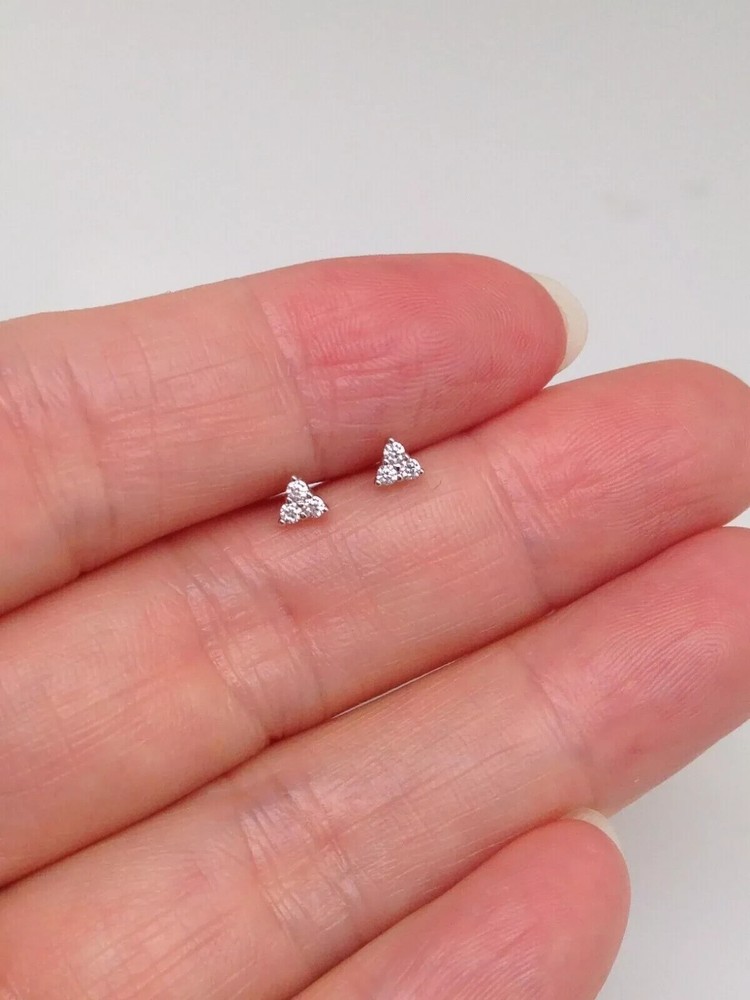 0.50 Ct Round Moissanite Three Stone Stud Earrings in Sterling Silver