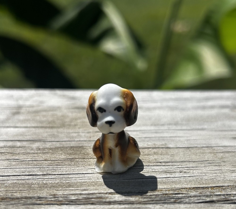 Vintage Japan Bug House Brown Black White Puppy Dog Teeny Tiny Miniature