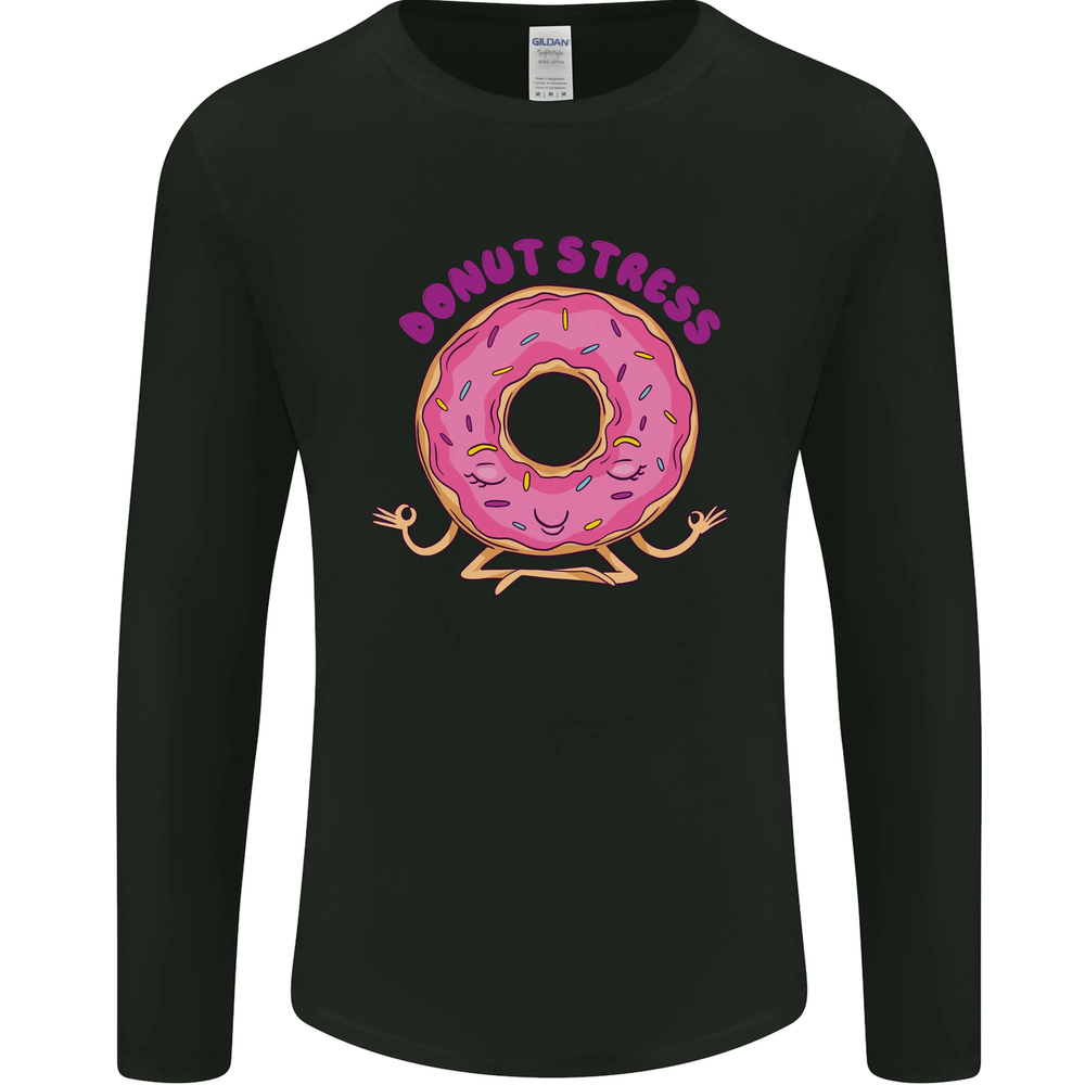 Donut Stress Funny Dont Stress Yoga Joke Mens Long Sleeve T-Shirt