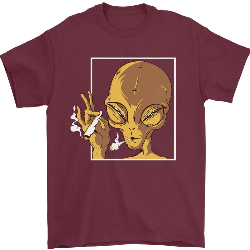 An Alien Smoking Weed Mens T-Shirt 100% Cotton