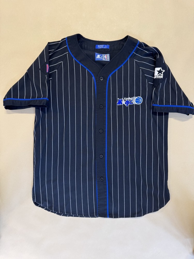 Vintage 90s Orlando Magic NBA Starter Baseball Jersey Black Size L