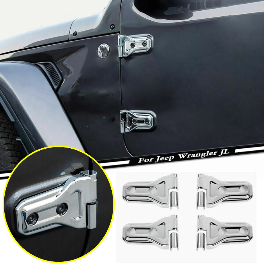 For Jeep Wrangler JL 2018-2023 2-Door ABS Chrome Car Door Hinge Cover Trim Kit