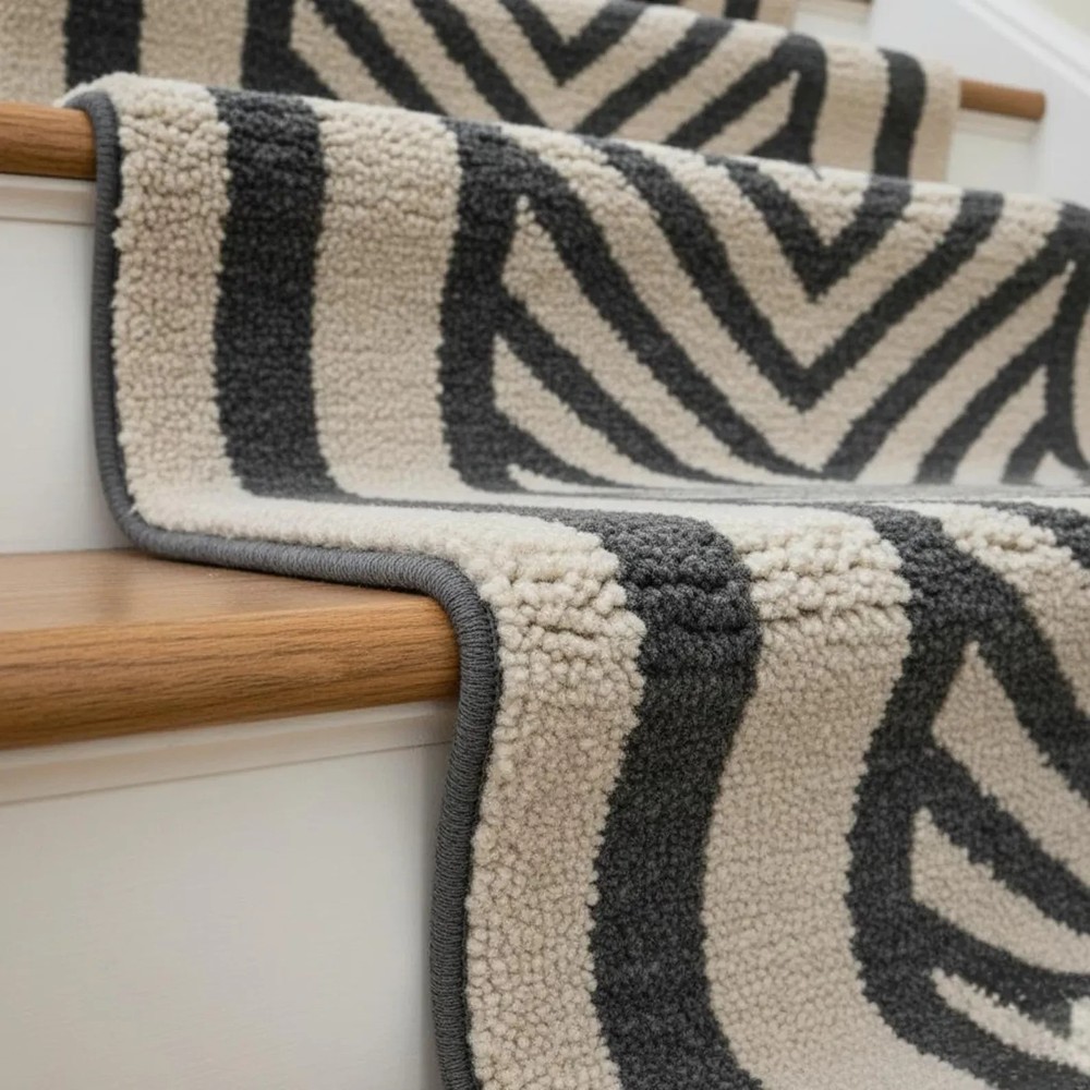 Hand Tufted Wool Stair Runner |  Chevron Stripe Rug