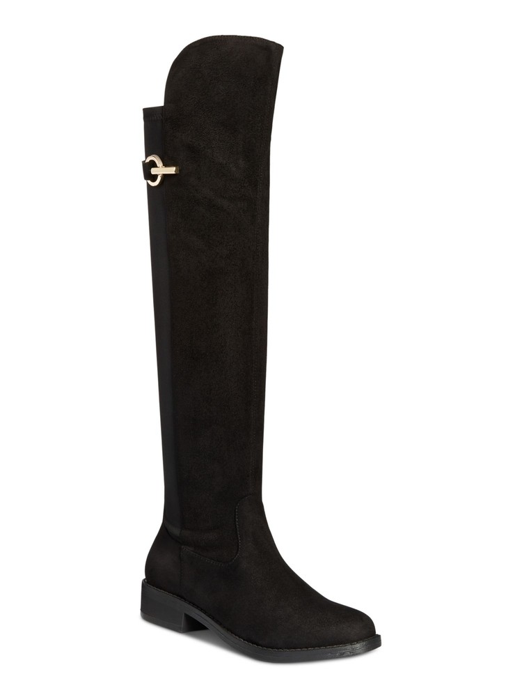 REBEL BY ZIGI Womens Black Strap At Upper Onley Block Heel Riding Boot 6