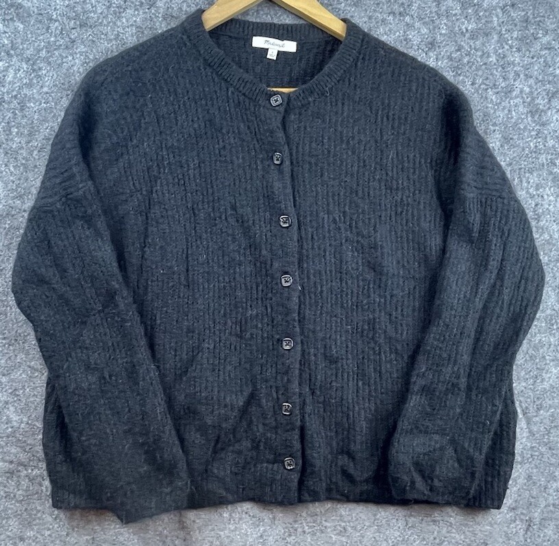 Madewell Sweater Womens Small Black Cardigan Button Front Soft Cozy Quiet Luxury
