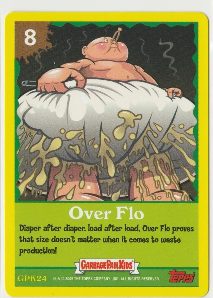 Vintage 2005 Garbage Pail Kids GPK Over Flo #24 ANS4 Series 4 Game Cards
