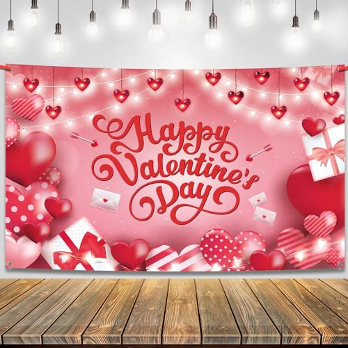 XtraLarge Happy Valentines Day Backdrop 72x44 Inch Script Happy