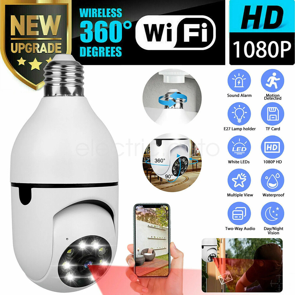1080P HD WIFI Home Security Camera E27 Light Bulb 360° Rotation Remote Viewing C