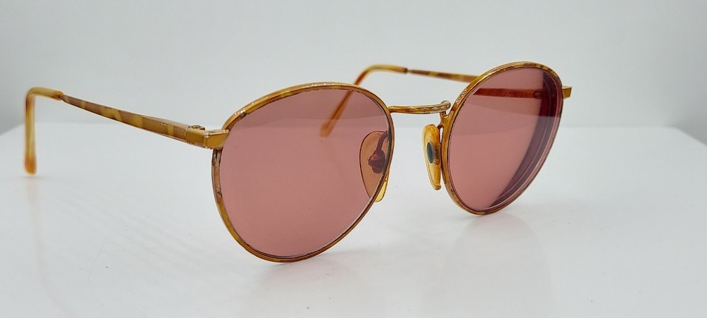 Vintage Renaissance Round Brown Metal Sunglass Frames Without Lenses