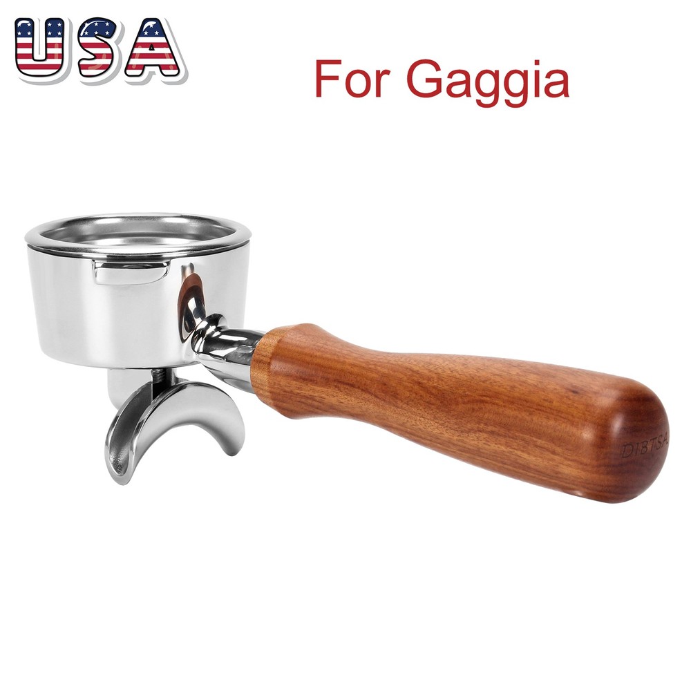 58mm Double Spouts Coffee Portafilter For Gaggia Espresso Filter Wood Handle