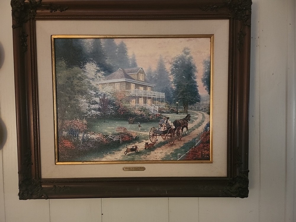 Thomas Kinkade framed S/N SUNDAY AT APPLE HILL  canvas