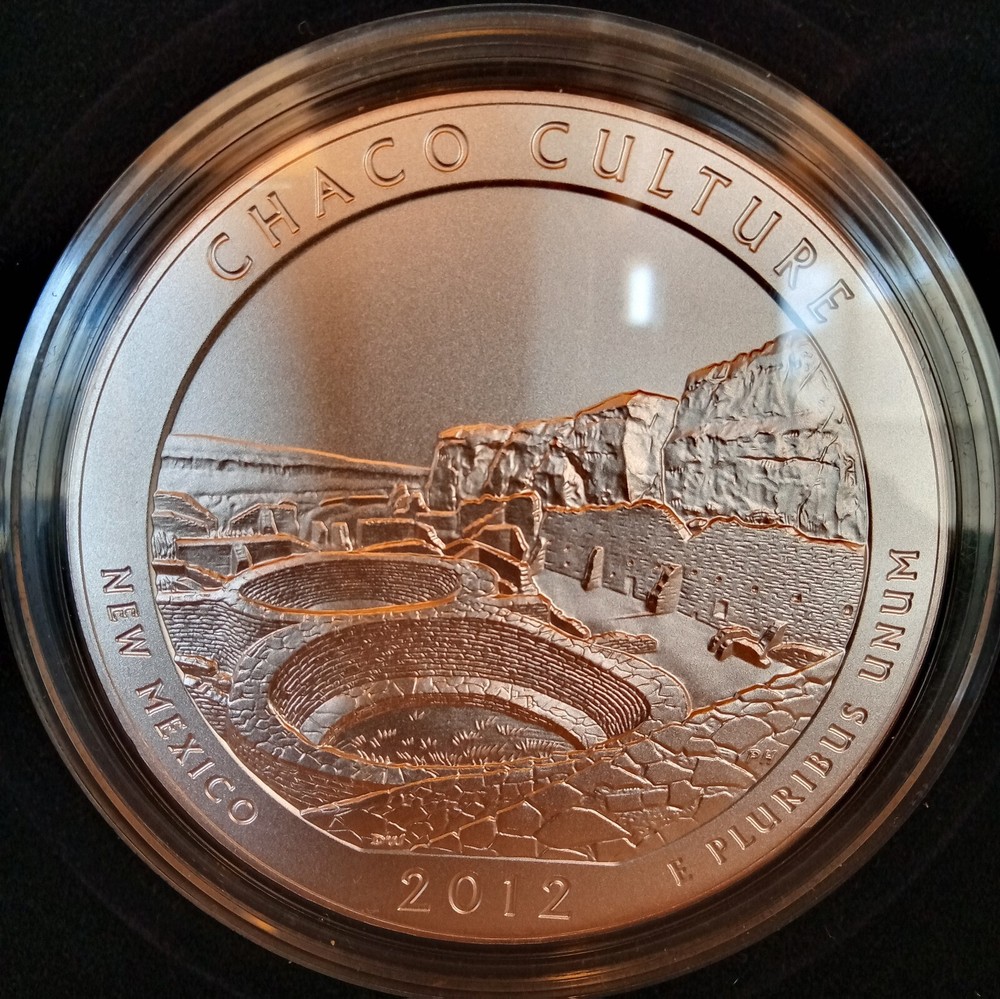 2012 P - Chaco Culture Nat Park - 5 oz Silver Coin - Mint Box & COA - .999 - ATB
