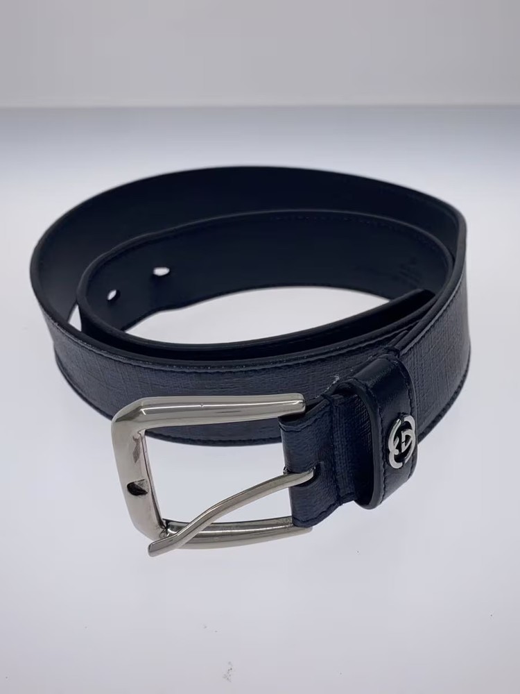 GUCCI Mens Navy Monogram Leather Belt 673921