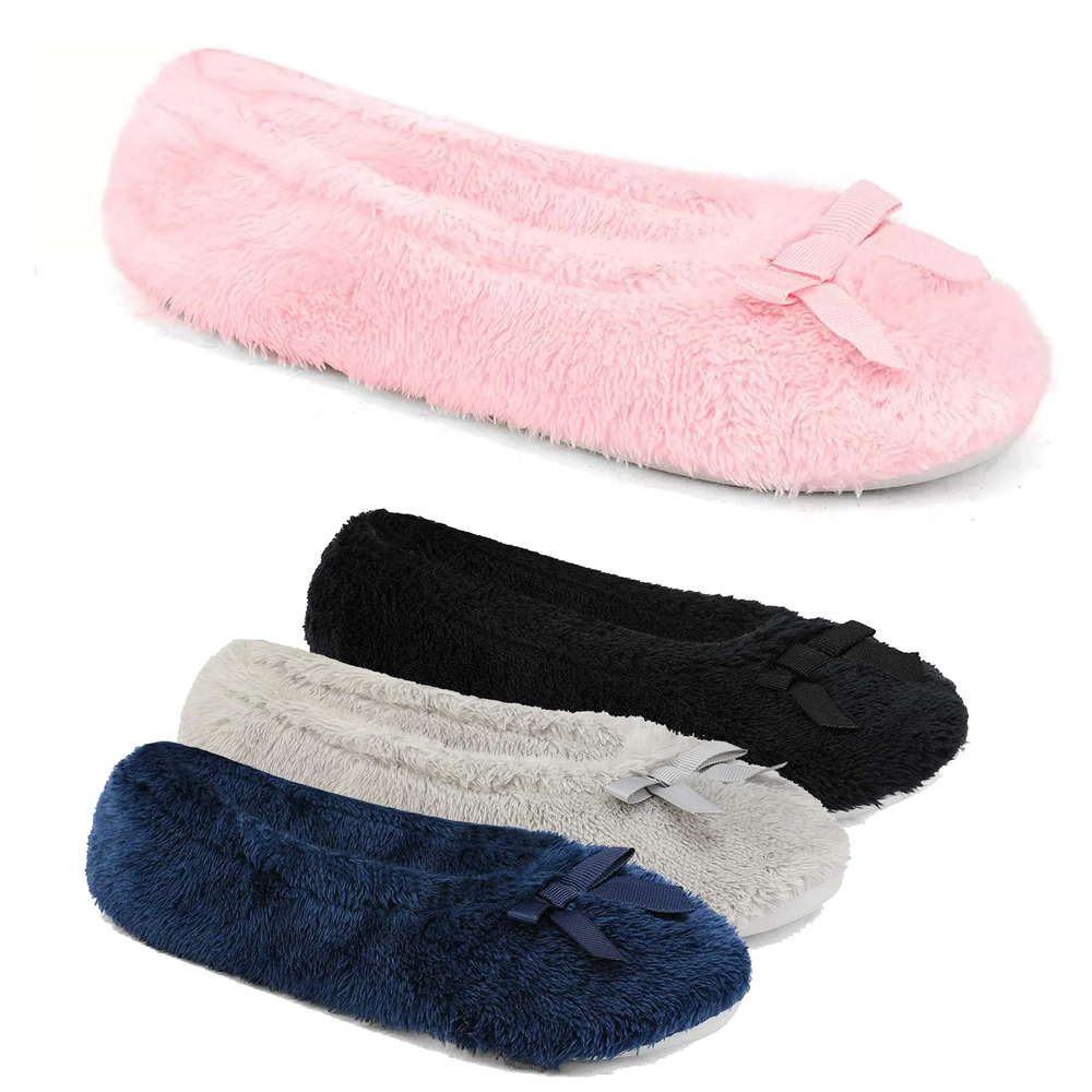 Women Slip On Ballerina Slippers Comfortable Faux Fur Slip On House Shoes