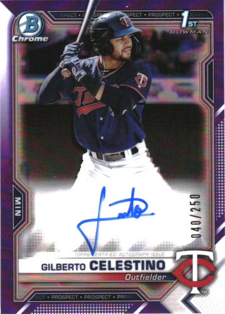 2021 Bowman Chrome Prospect Autographs Purple Ref #CPAGC Gilberto Celestino /250