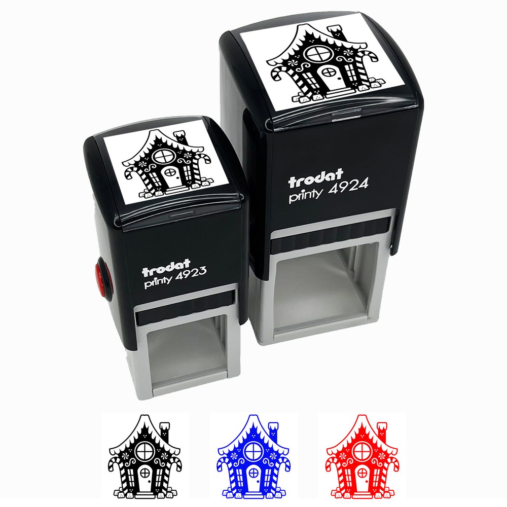 Gingerbread House Peppermint Christmas Self-Inking Rubber Stamp Ink Stamper