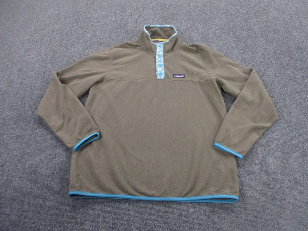 Patagonia Snap-T Fleece Jacket for Women Beige Medium Hiking Outdoor Logo Sweater