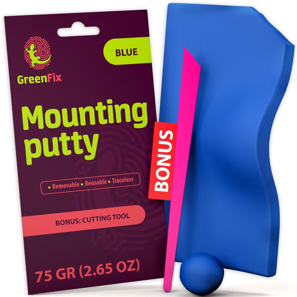 GreenFix Mounting Putty 2.65oz - Blue Tacky Adhesive Putty - Removable Poster...