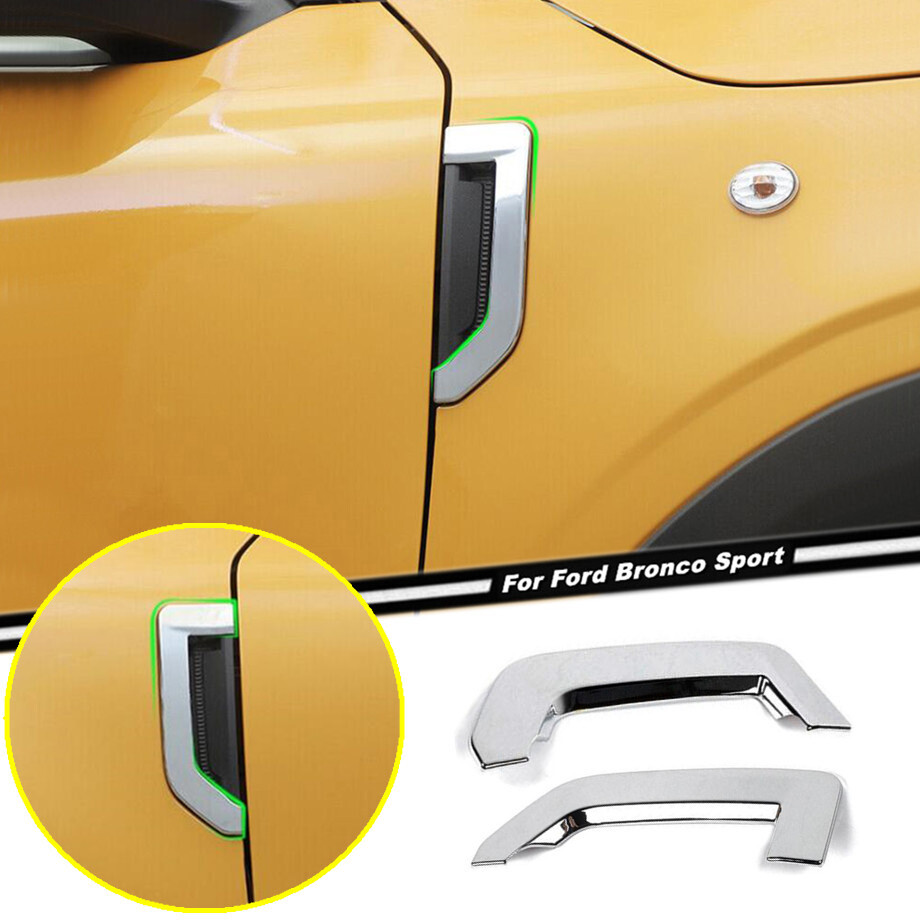 Car Side Fender Vent Cover Trim For Ford Bronco Sport 21-2024 Accessories Chrome