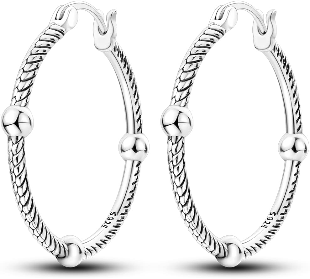 925 Sterling Silver Hoop Earrings for Women Hypoallergenic Lightweight Simple Hu