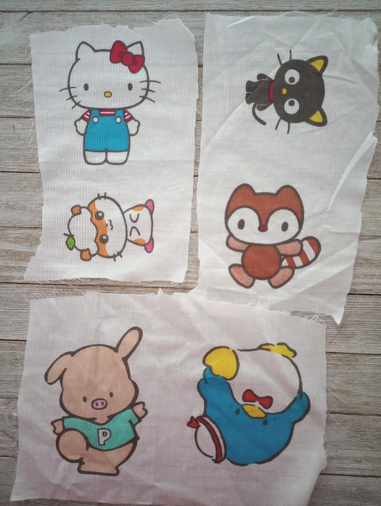 sanrio hello kitty fun fabric scrap 3 to 5 inch 6 character 3pc #1011 new