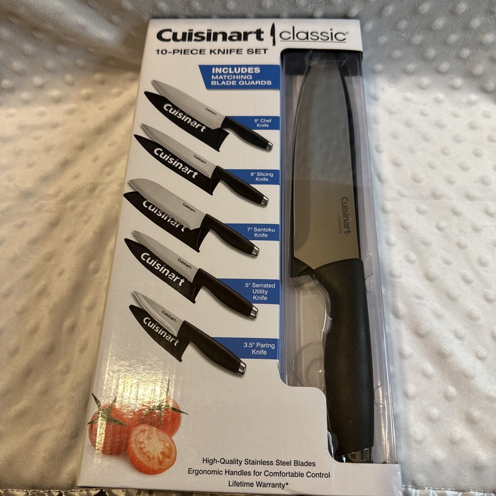 Cuisinart Classic 10-Piece Knife Set with Chef Santoku and Utility Knives C77-10SM