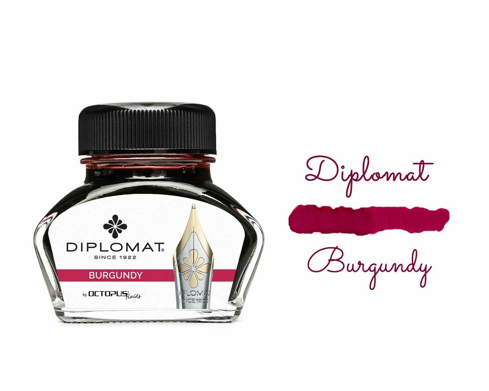 Diplomat Octopus Fountain Pen Ink Bottle, 30ml, Burgundy