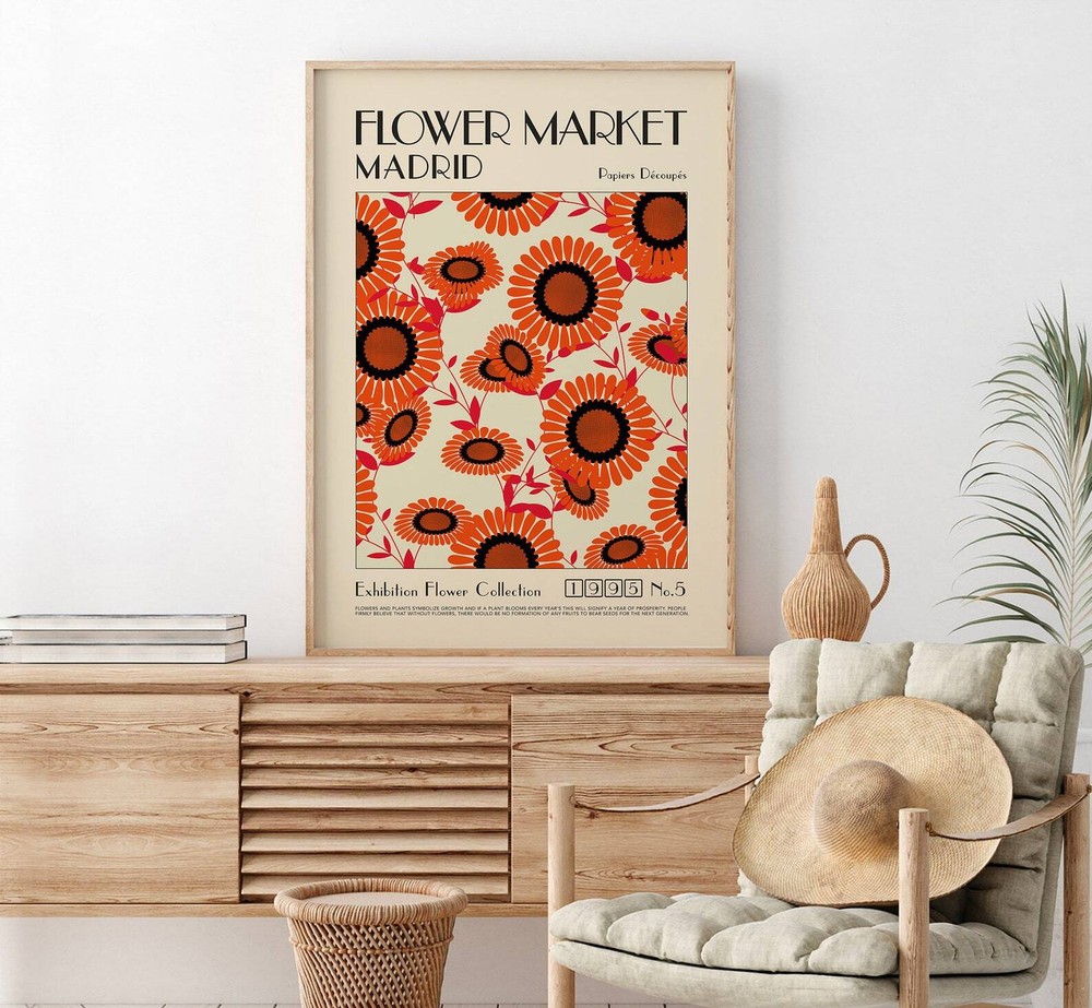 Madrid Art Print Flower Market Botanical Poster Flower Market Wall Print Wall
