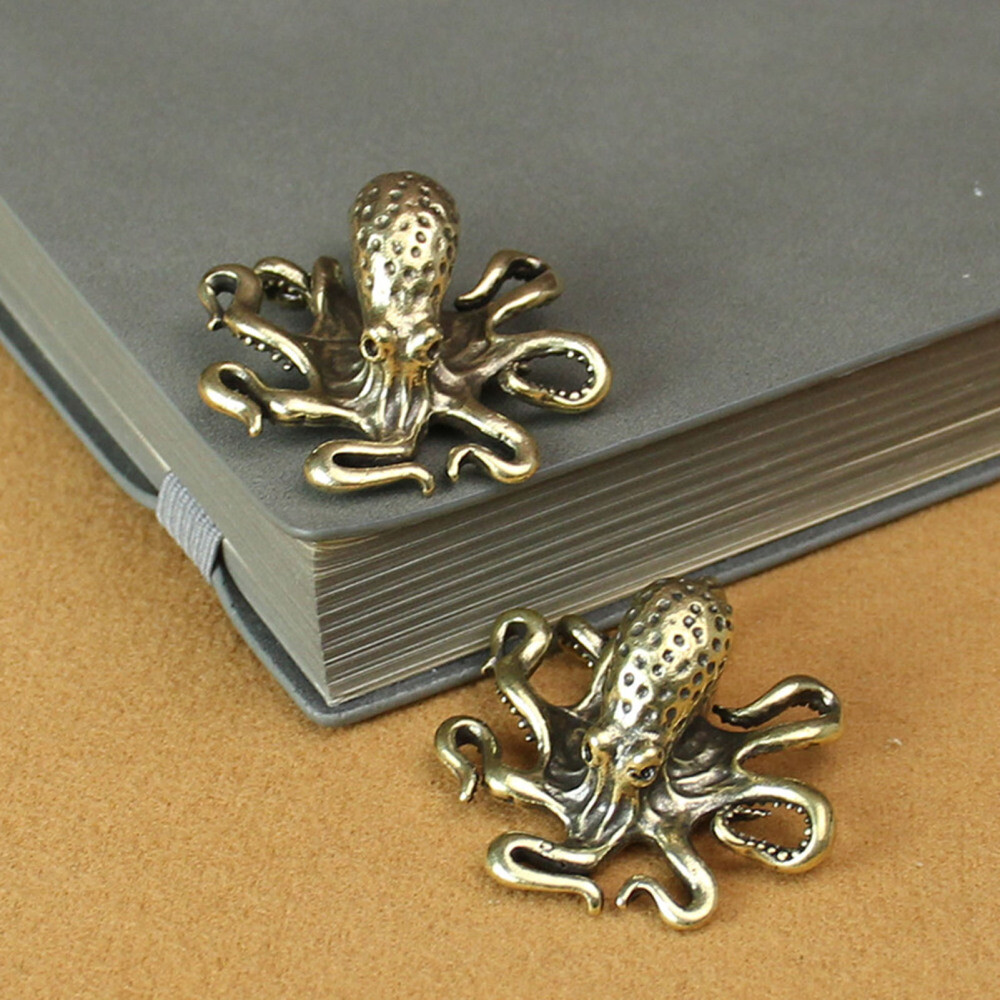 2pcs Brass Octopus Tea Pet Sculptures – Handcrafted Copper Animal Art Decor