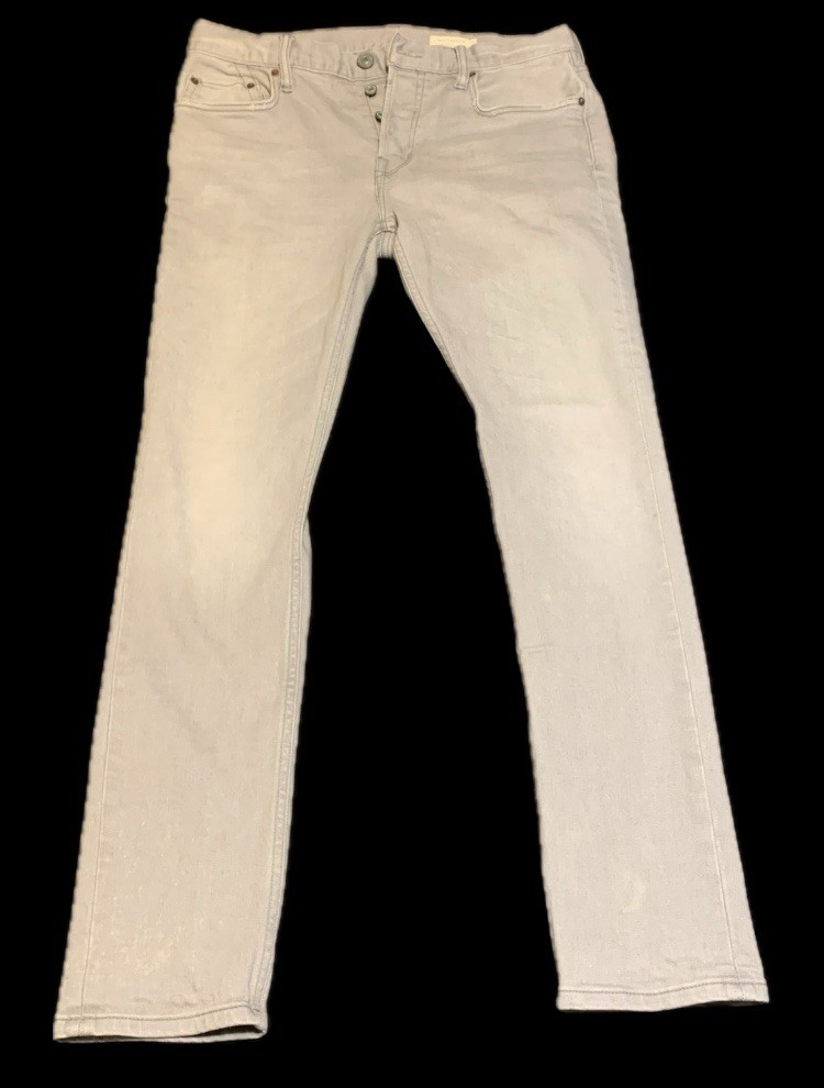 AllSaints Cigarette Men’s Gray Denim Skinny Jeans Button Fly Size 33/30 Preown