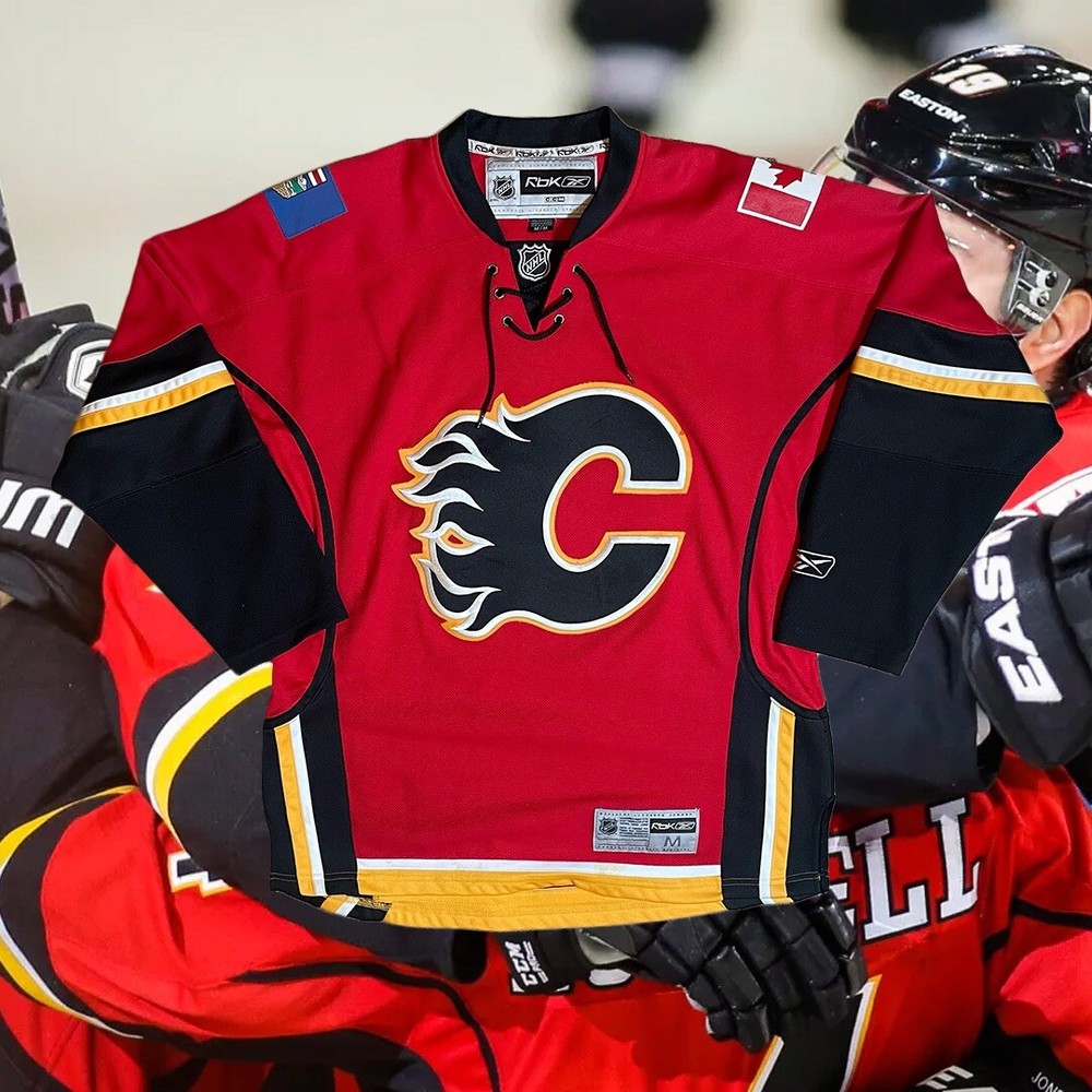 2010s Reebok Calgary Flames Hockey Jersey Medium Size