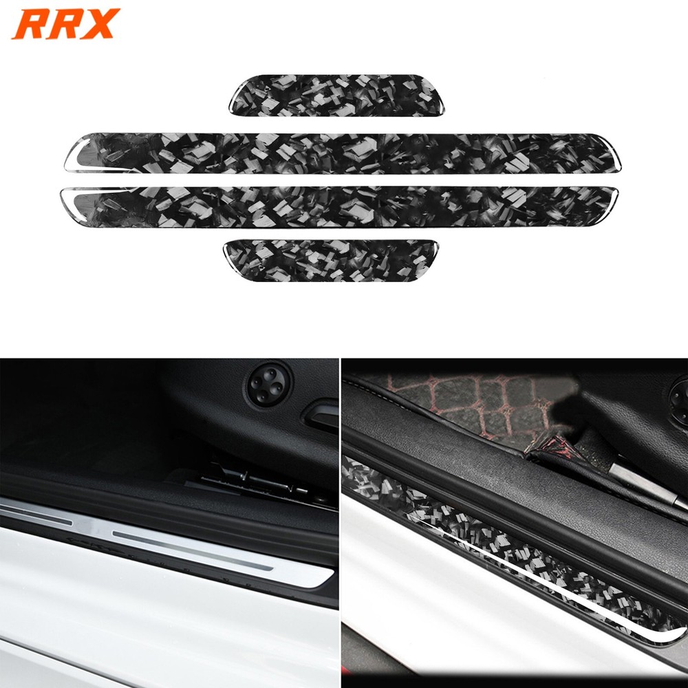4Pcs Forged Carbon Fiber Interior Door Sill Panel Cover For Audi A3 8V 2013-2019