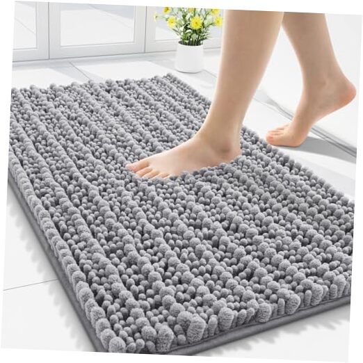 Soft Absorbent Chenille Bathroom Rug 30x20 with Non-Slip Backing