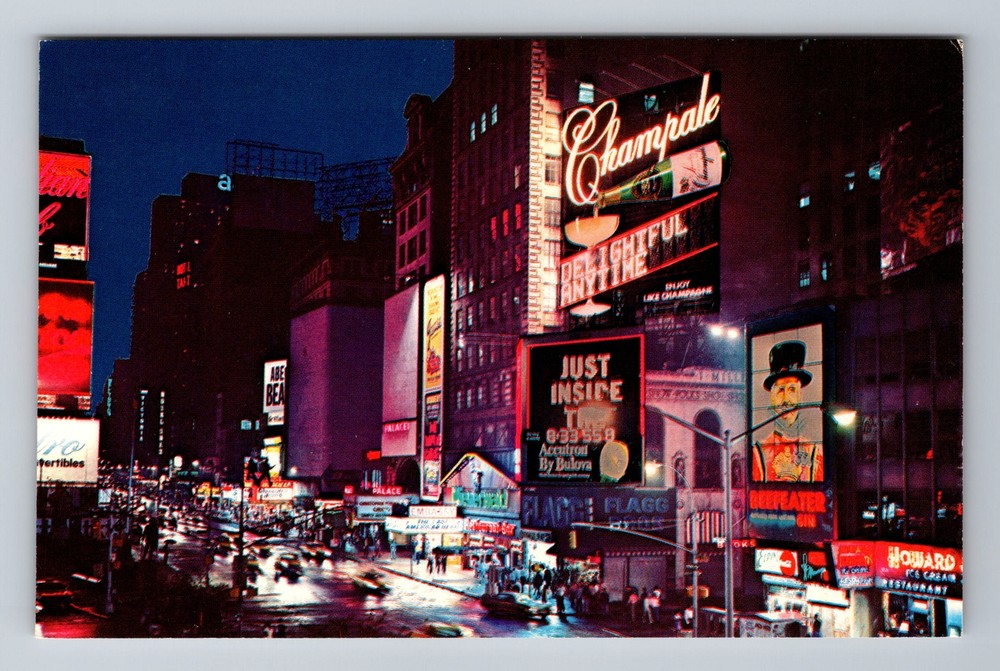 New York City NY, Night View Times Square, Souvenir, Vintage Postcard