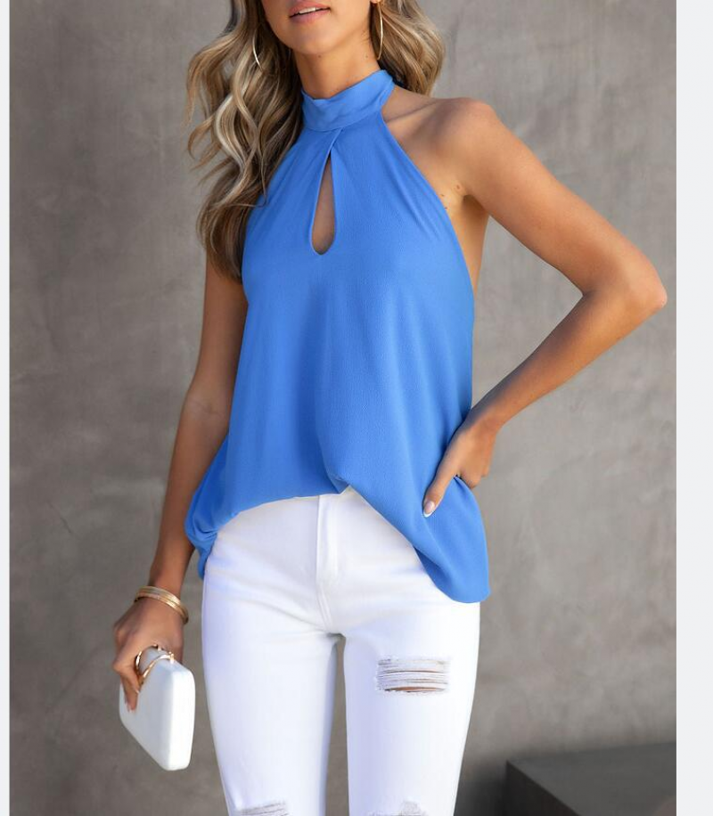 Women's Top Summer New Women's Fashion Hanging Neck Slim Sleeveless Vest Top