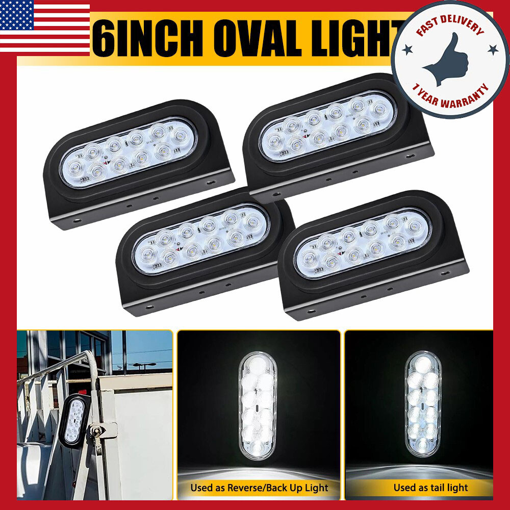 6-inch Oval LED Trailer Lights: Stop Turn Tail Backup Reverse Truck Lights in White US