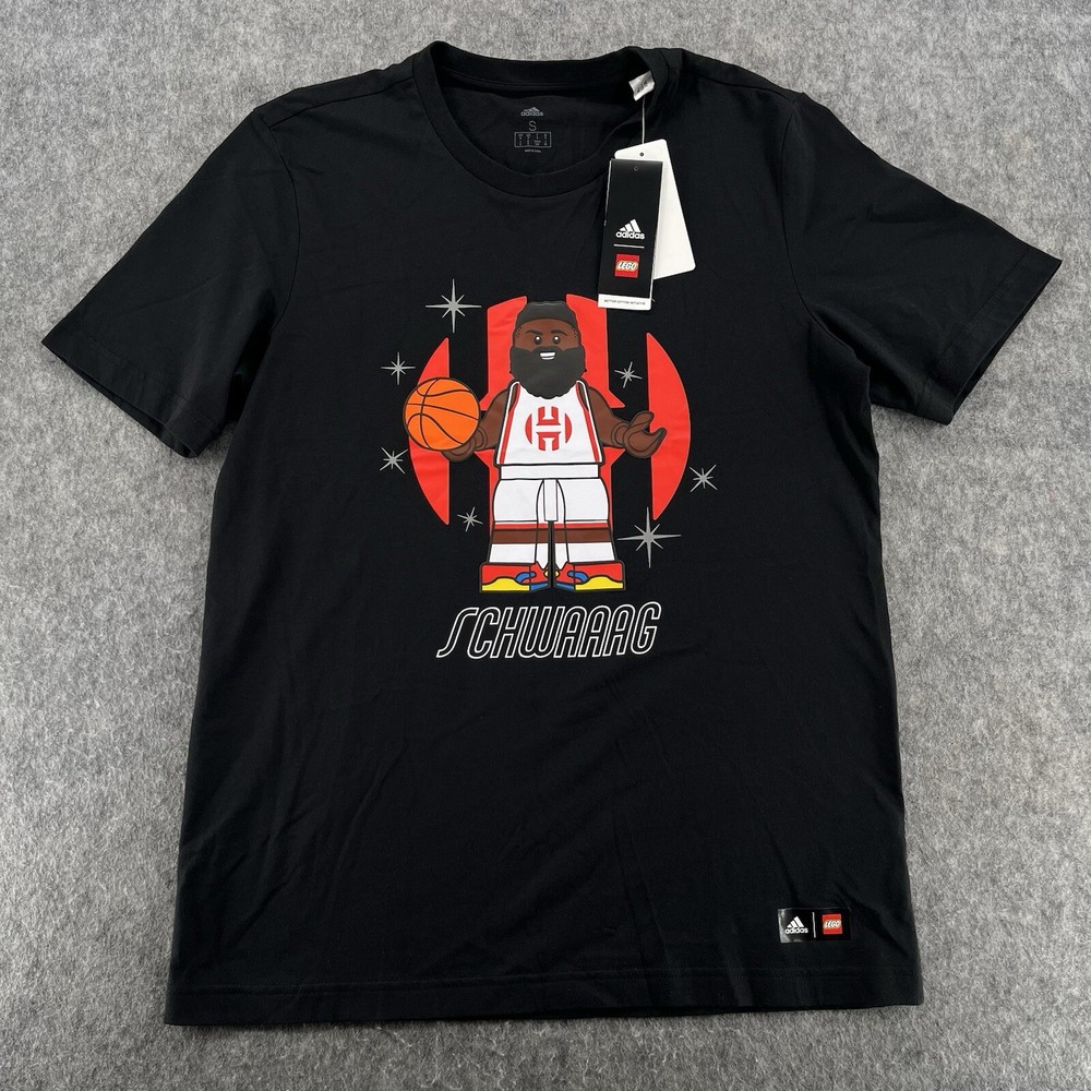 Adidas Lego Mens Black James Harden Schwaaag T Shirt Size S NEW